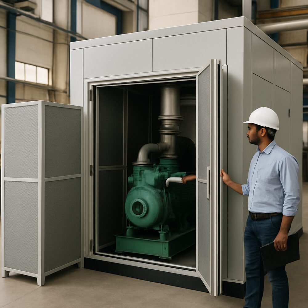 Compressor Acoustic Enclosure in India - Compressor Acoustic Enclosure support by EchoShield Acoustic for India