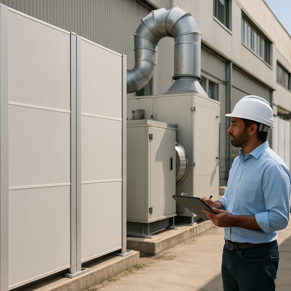 Factory Boundary Noise Barrier in India - Factory Boundary Noise Barrier support by EchoShield Acoustic for India